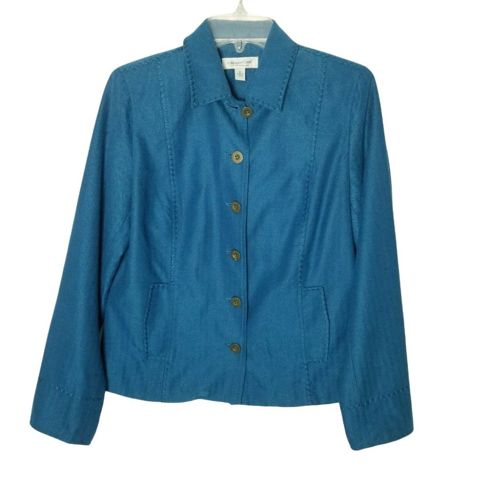 Coldwater Creek Herringbone Button Jacket Women Size 8
